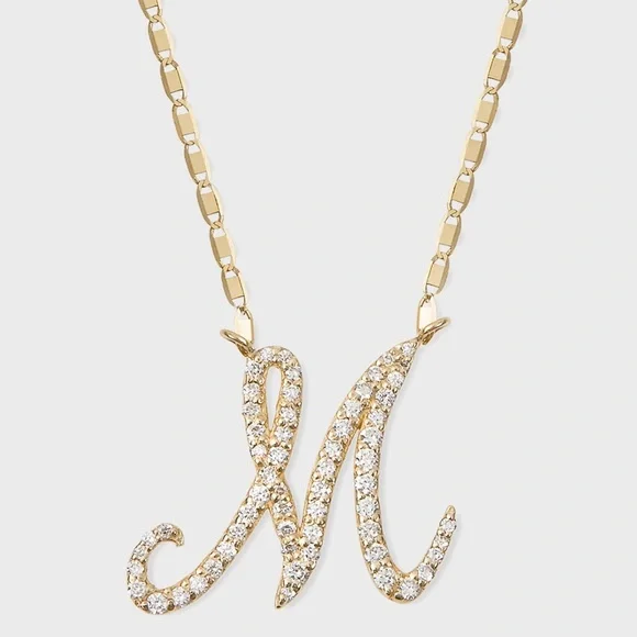 💎NWT LANA MALIBU INITIAL NECKLACE “M” 14 K GOLD & DIAMOND - Picture 1 of 17